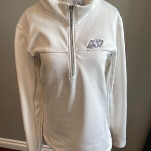 Women's White Quarter-Zip Sweater